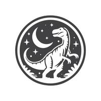 dinossauros monocromático logotipo Preto e branco vetor