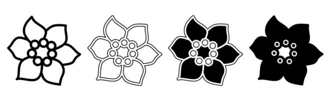 Preto e branco ilustração do uma flor. flor ícone coleção com linha. estoque vetor ilustração.