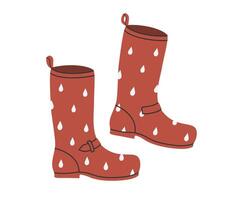 mão desenhado fofa ilustração do outono borracha botas. plano vetor caloroso acolhedor gumboots dentro simples colori rabisco estilo. à prova d'água sapatos adesivo, ícone ou imprimir. isolado em branco fundo.