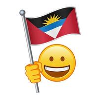 emoji com Antígua e barbuda bandeira ampla Tamanho do amarelo emoji sorrir vetor