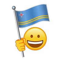emoji com Aruba bandeira ampla Tamanho do amarelo emoji sorrir vetor