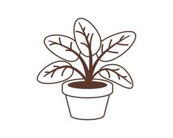 plantar dentro Panela vetor ícone para casa decoração. planta de casa Preto e branco linha ilustração.