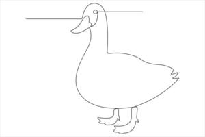 contínuo solteiro linha arte desenhando do animal animal Pato conceito esboço vetor ilustração