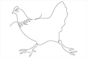 contínuo 1 linha arte desenhando do animal animal frango conceito esboço vetor ilustração