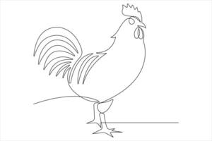 contínuo 1 linha arte desenhando do animal animal frango conceito esboço vetor ilustração