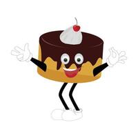 groovy bolo fatiado desenho animado mascote personagem com sorriso. engraçado retro aniversário bolo fatia dentro tênis, confeitaria mascote, gráfico elemento para local na rede Internet vetor