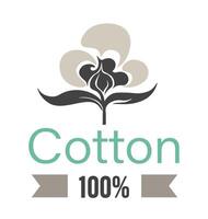 algodão orgânico e natural têxtil fibra rótulo vetor