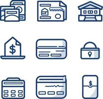 conjunto do linha ícones para finança e dinheiro. dinheiro ícone. finança, pagamento, dinheiro, bancário, dinheiro, cartão ícone. vetor