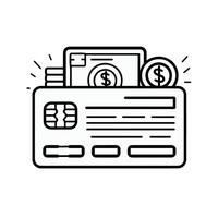conjunto do linha ícones para finança e dinheiro. dinheiro ícone. finança, pagamento, dinheiro, bancário, dinheiro, cartão ícone. vetor