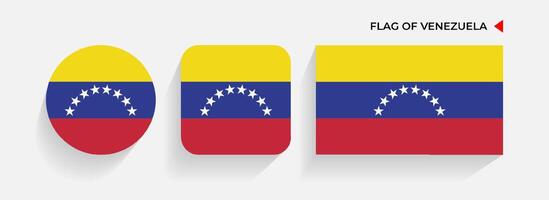 Venezuela bandeiras arranjado dentro redondo, quadrado e retangular formas vetor