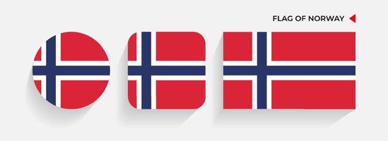 Noruega bandeiras arranjado dentro redondo, quadrado e retangular formas vetor