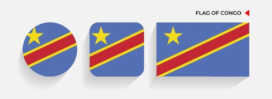Congo bandeiras arranjado dentro redondo, quadrado e retangular formas vetor