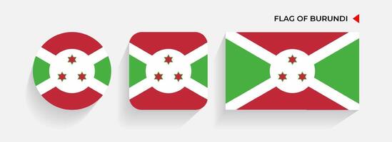 Burundi bandeiras arranjado dentro redondo, quadrado e retangular formas vetor