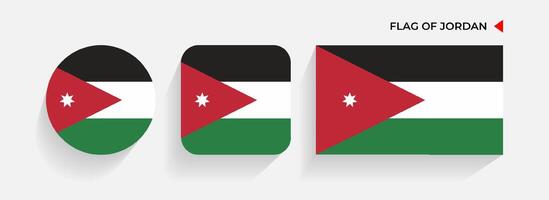 Jordânia bandeiras arranjado dentro redondo, quadrado e retangular formas vetor