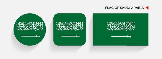 saudita arábia bandeiras arranjado dentro redondo, quadrado e retangular formas vetor