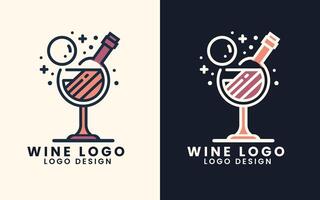 vinho vidro garrafa vetor ilustração logotipo para uma vinho fazer compras ou restaurante e Barra