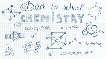 química costas para escola mão desenhado gráficos em uma escola papel Folha vetor