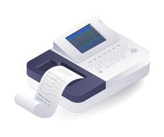 médico equipamento ecg máquina plano isométrico ilustração vetor