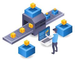 artificial inteligência tecnologia blockchain dados em processamento Produção máquina vetor