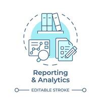 comunicando e analytics suave azul conceito ícone. cliente serviço, analítico ferramentas. desempenho monitorando. volta forma linha ilustração. abstrato ideia. gráfico Projeto. fácil para usar dentro infográfico vetor