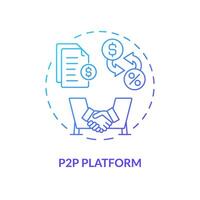 p2p plataforma azul gradiente conceito ícone. procurando e conectando mutuários e credores. volta forma linha ilustração. abstrato ideia. gráfico Projeto. fácil para usar dentro marketing vetor