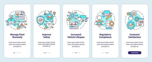 transporte Serviços confiabilidade onboarding Móvel aplicativo tela. passo a passo 5 passos editável gráfico instruções com linear conceitos. interface do usuário, ux, gui modelo vetor