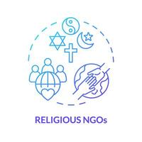 religioso ONGs azul gradiente conceito ícone. não governamental organização. fé Sediada aliança. humanitário ajuda. volta forma linha ilustração. abstrato ideia. gráfico Projeto. fácil para usar dentro artigo vetor