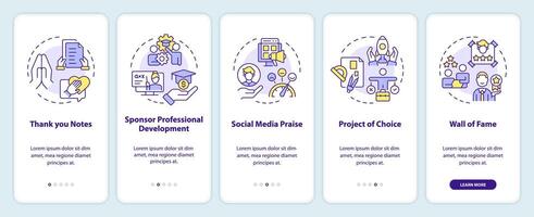 empregado reconhecimento onboarding Móvel aplicativo tela. passo a passo 5 passos editável gráfico instruções com linear conceitos. interface do usuário, ux, gui modelo vetor
