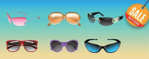 conjunto do à moda oculos de sol vetor