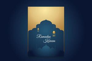 Ramadã kareem islâmico fundo com suspensão islâmico lanternas e decorações. vetor