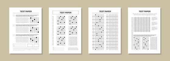 conjunto de papéis de teste de exame vetor