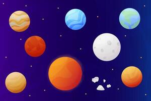 uma colorida conjunto do desenho animado planetas em uma cósmico fundo. vetor ilustração. planetário, cosmonáutica dia, astronomia dia