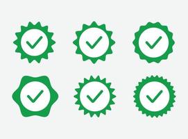 ícone de verificação de aprovação isolado, definir sinal de qualidade, marca verde vetor