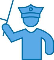 policial segurando bastão preenchidas azul ícone vetor