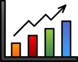 crescimento gráfico linha preenchidas gradiente ícone vetor