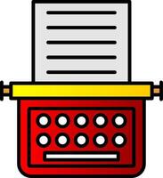máquina de escrever linha preenchidas gradiente ícone vetor