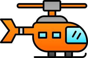 helicóptero linha preenchidas gradiente ícone vetor