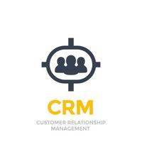 crm, ícone de gerenciamento de relacionamento com o cliente em branco vetor