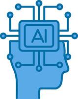 artificial inteligência preenchidas azul ícone vetor