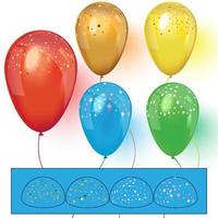 balões coloridos realistas com confete. vetor realista.