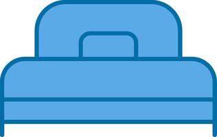 solteiro cama preenchidas azul ícone vetor