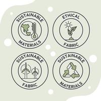 quatro selos de materiais sustentáveis vetor