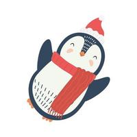 personagem pinguim fofo vestindo roupas de natal vetor