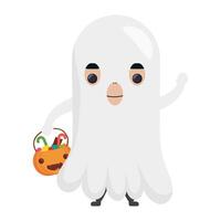 feliz dia das bruxas fofo kit disfarça personagem fantasma vetor