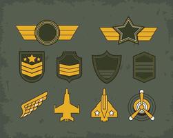 dez emblemas militares vetor