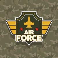 emblema da força aérea com avião dourado vetor