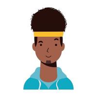 homem afro-étnico com ícone de personagem de roupas esportivas vetor