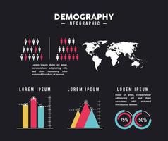 demografia infográfico seis ícones vetor