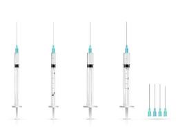 seringas e agulhas médicas realistas. vetor