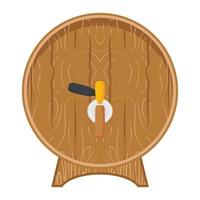 ícone isolado frente de barril de madeira de cerveja vetor